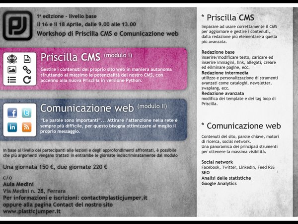 Workshop di Priscilla CMS e Comunicazione web - prima edizione